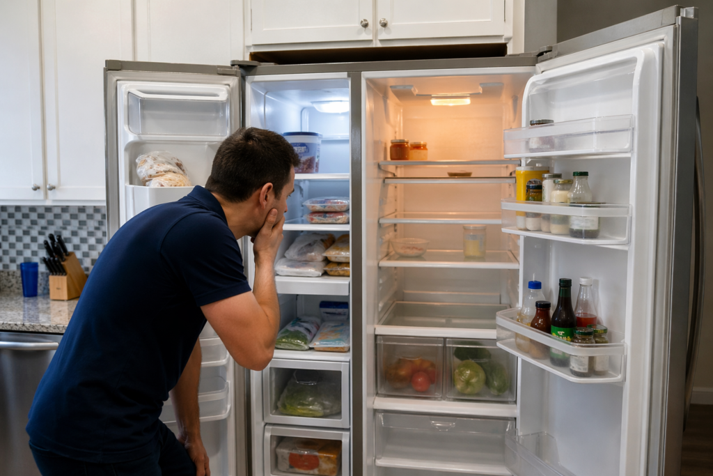 Warm refrigerator section while freezer still works in Tampa Florida home kitchen
