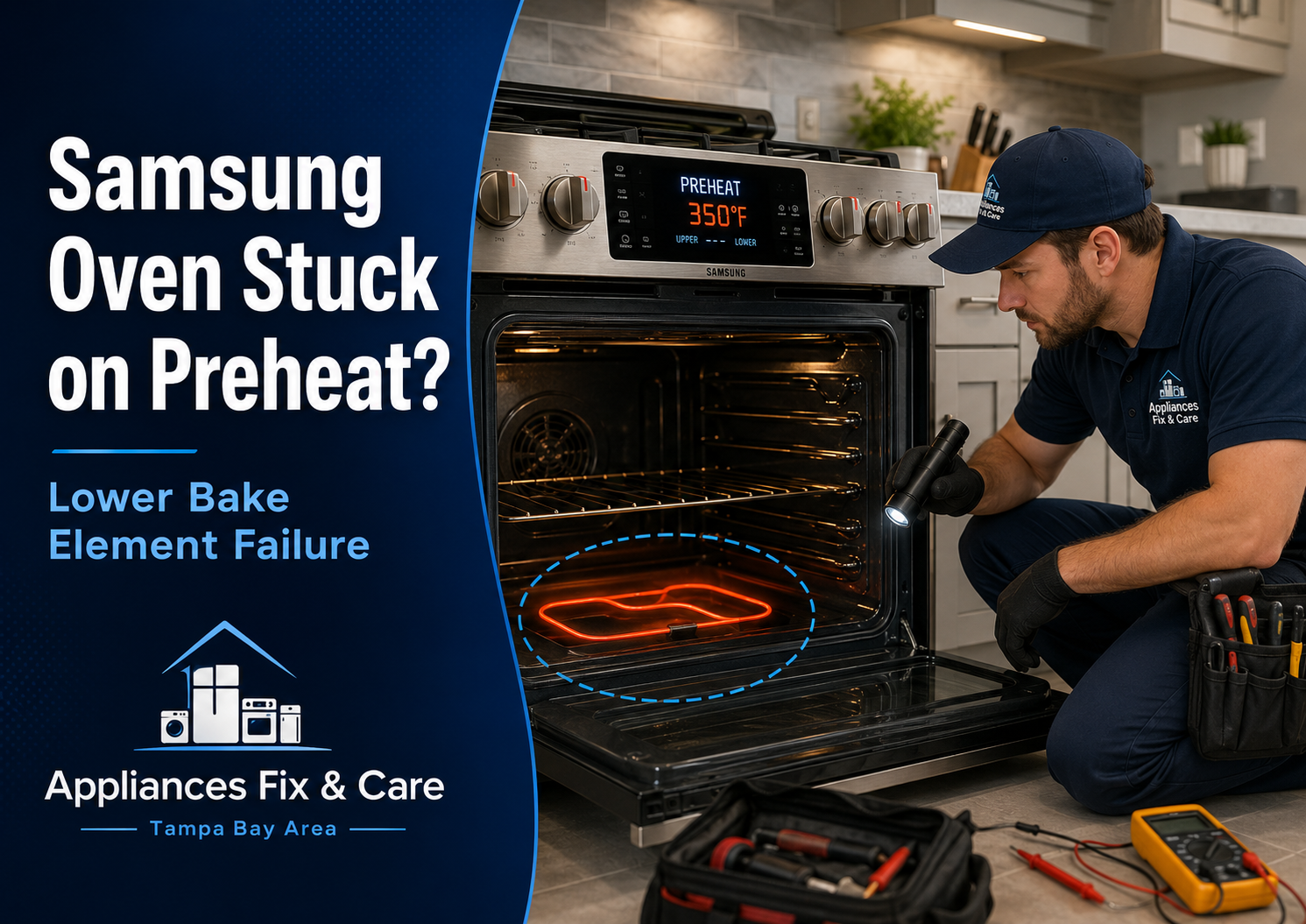 Samsung oven not heating during preheat repair in Tampa Bay